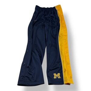 Nike Team Vintage Blue Yellow Tear Away Snap Warm Up Pants Large Michigan NCAA